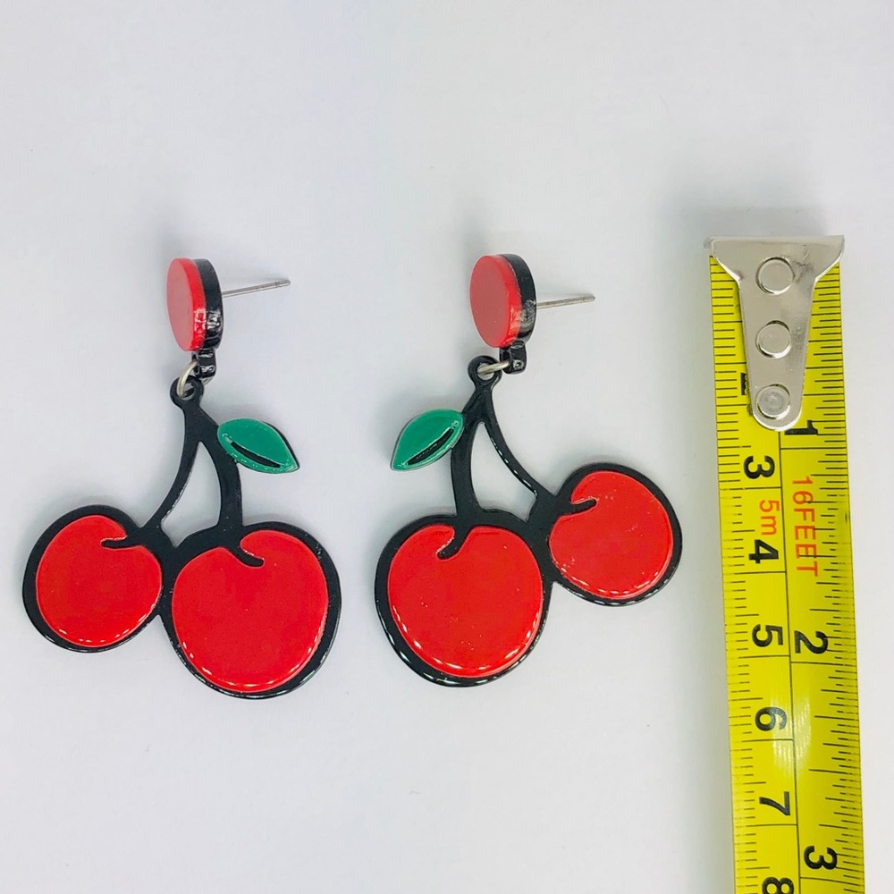 New! Cherries Dangle Earrings - Picture 3 of 3